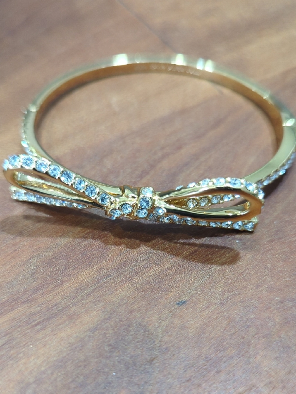 Kate Spade Elegant Gold Bow Crystal Bangle Bracelet - Women Jewelry